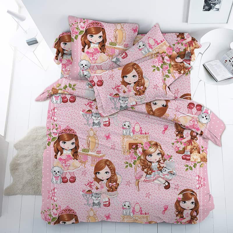 Постельное белье Vpostelke бязь премиум Куклы 1.5-Спальный 150х220 см розовый