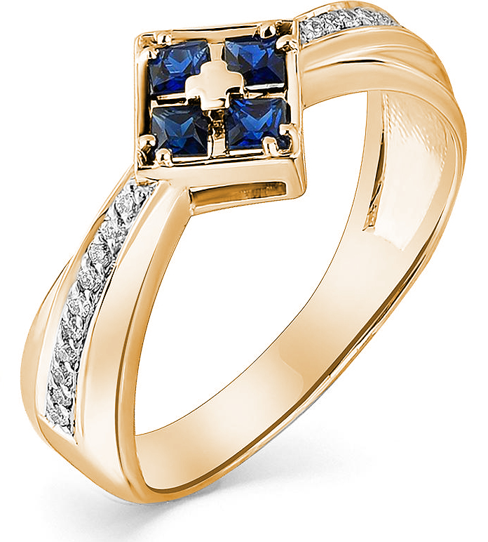 Кольцо с сапфирами и бриллиантами из красного золота (арт. 46489-2163943)