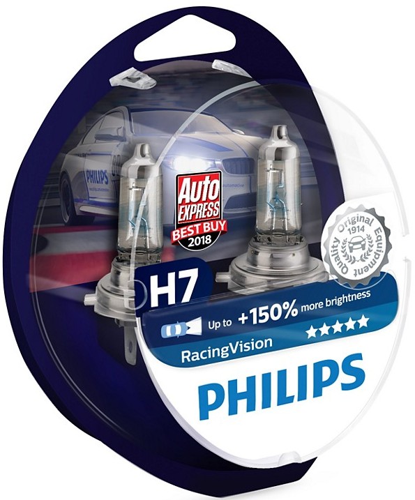 Philips H7 12V- 55W (PX26d) (+150%света) Racing Vision 2шт