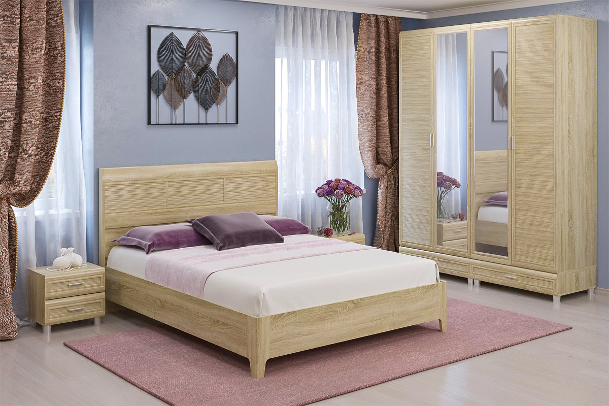 Спальня комплект Лером Мелисса из МДФ 180*200 см Дуб Сонома (ler-1336)