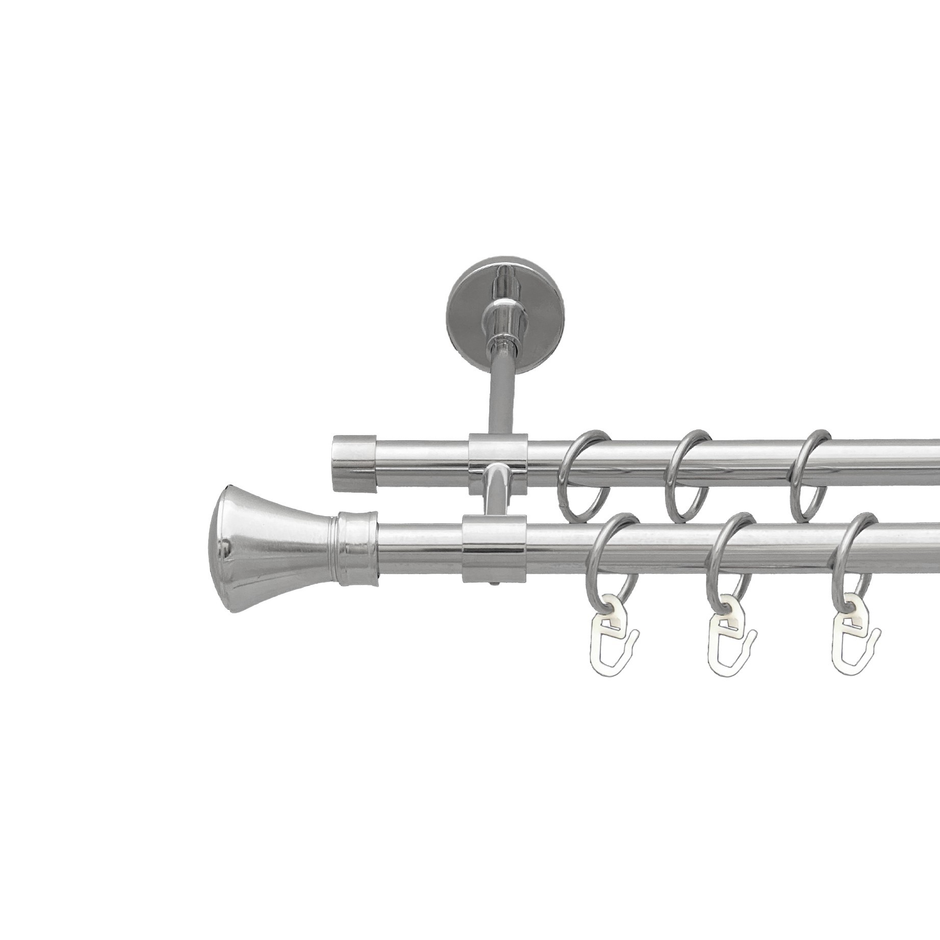 Карниз Orvit Люксор металевий дворядний закритий Хром 16\16 мм 240 см