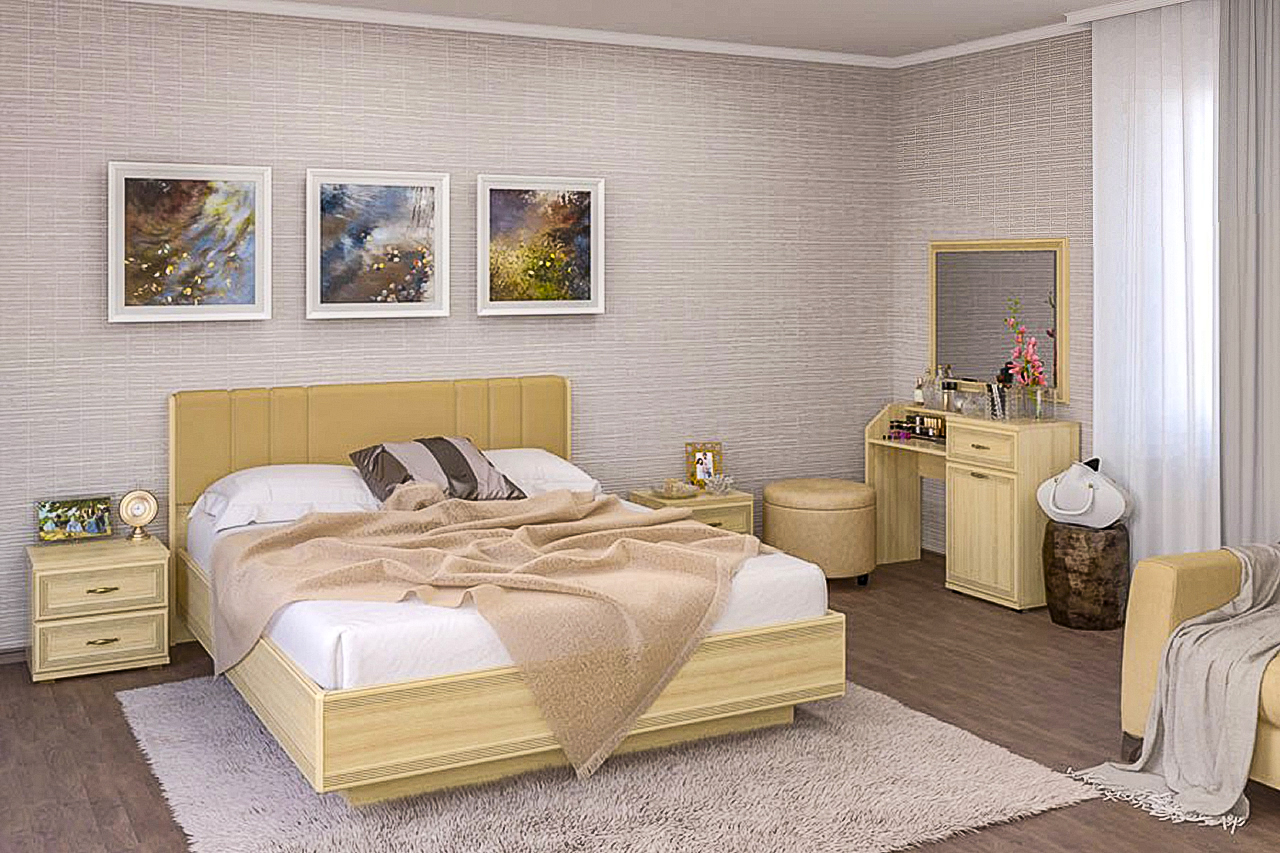 Спальня комплект Лером Карина из МДФ 180*200 см Ясень Асахи (ler-1075)