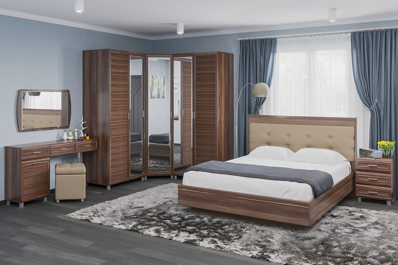 Спальня комплект Лером Мелисса из МДФ 160*200 см Слива Валлис (ler-1365)