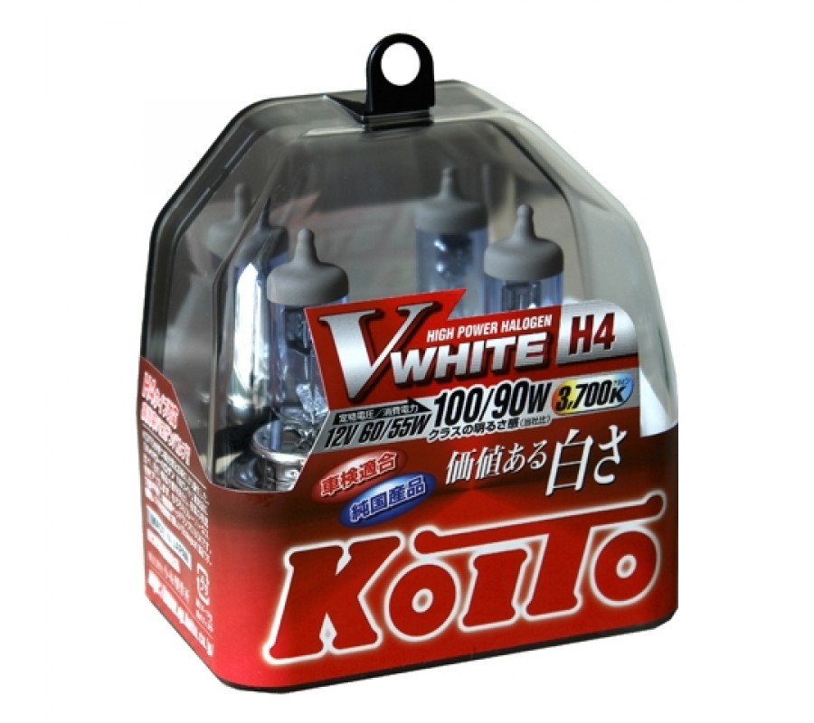 Лампа галогенная KOITO H4 Whitebeam Vwhite 3700K 12V 60/55W, комплект 2шт, P0746W