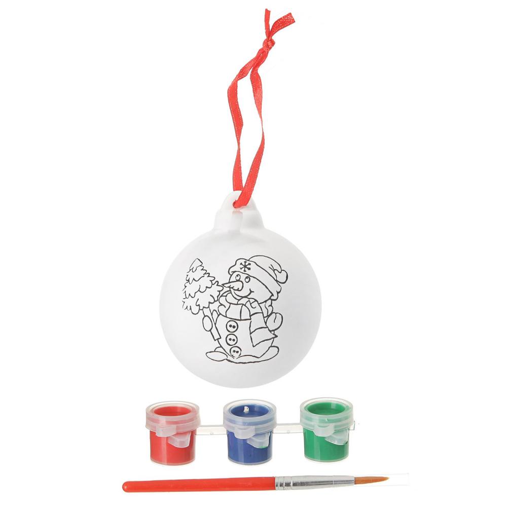 BONDIBONЁлочные украшения - шар со снеговиком в подарочной упаковке с ёлочкой (разноцветный)