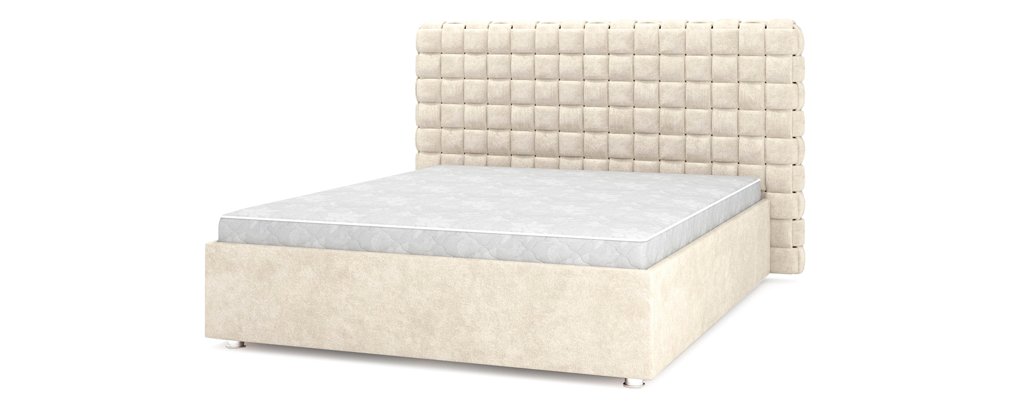 Кровать двуспальная Sofyno Квадро люкс с матрасом 160х200 белая