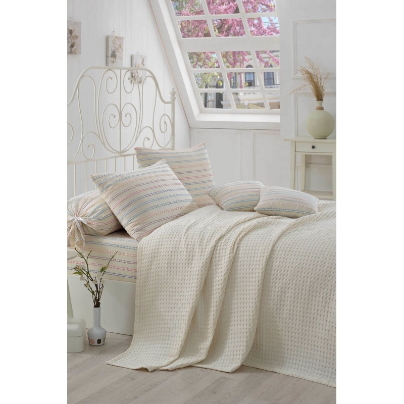 Постельное белье Eponj Home Pike - Yoga krem кремовый евро