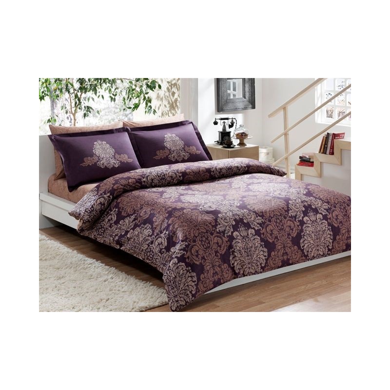 Постельное белье Tac сатин Delux - Pavona mor v7 фиолетовый евро