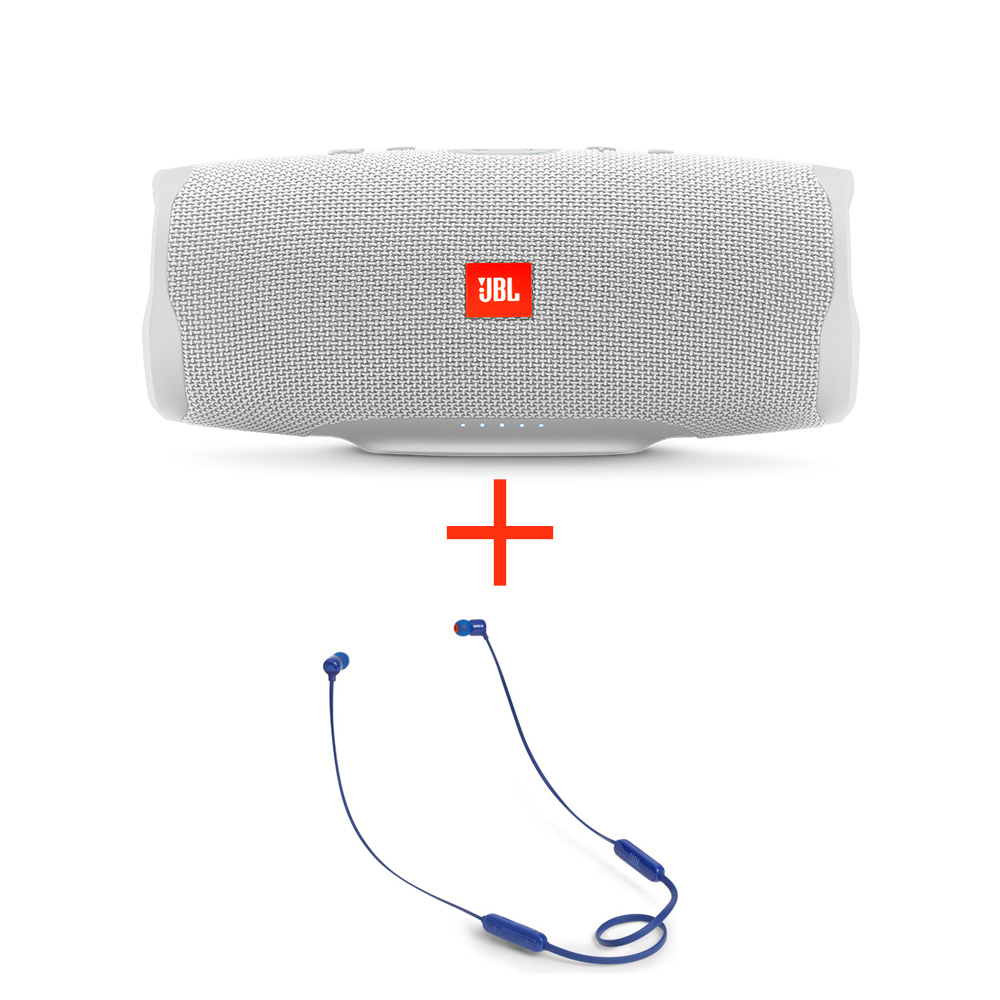 Портативная акустика JBL Charge 4 White + T110BT Blue