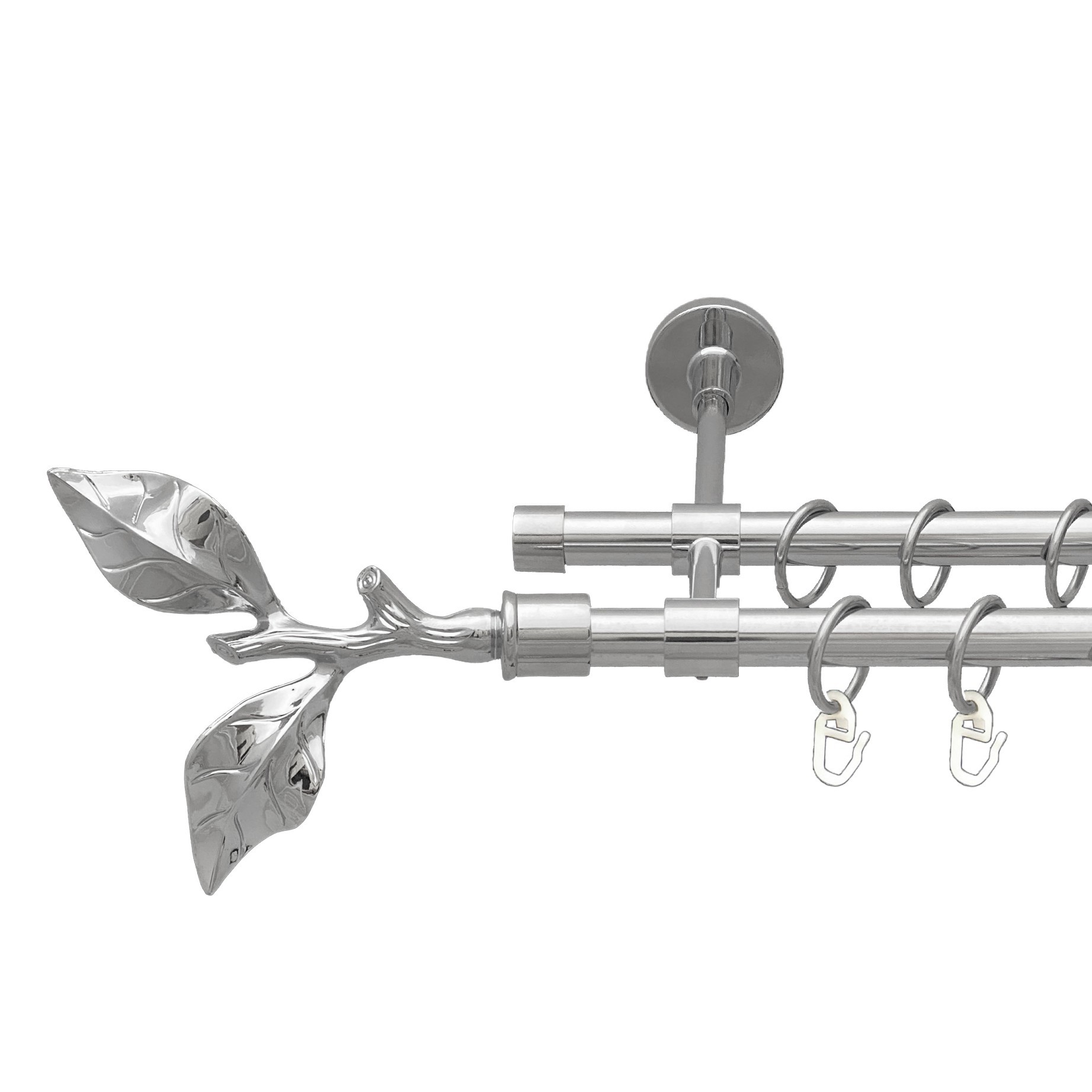 Карниз Orvit Листок рози металевий дворядний закритий Хром 16\16 мм 200 см