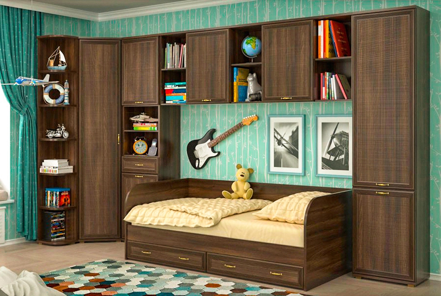 Детская мебель комплект Карина из МДФ 90*190 см Акация Молдау (ler-1482)
