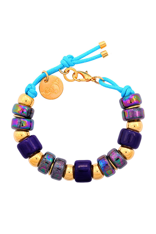 Браслет BY DZIUBEKA B513 VФИОЛЕТОВЫЙ, ГОЛУБОЙ, ЗОЛОТОЙ