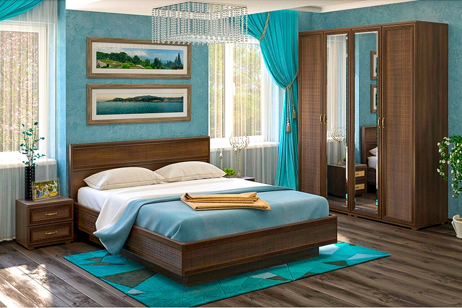 Спальня комплект Лером Карина из МДФ 160*200 см Акация Молдау (ler-1004)