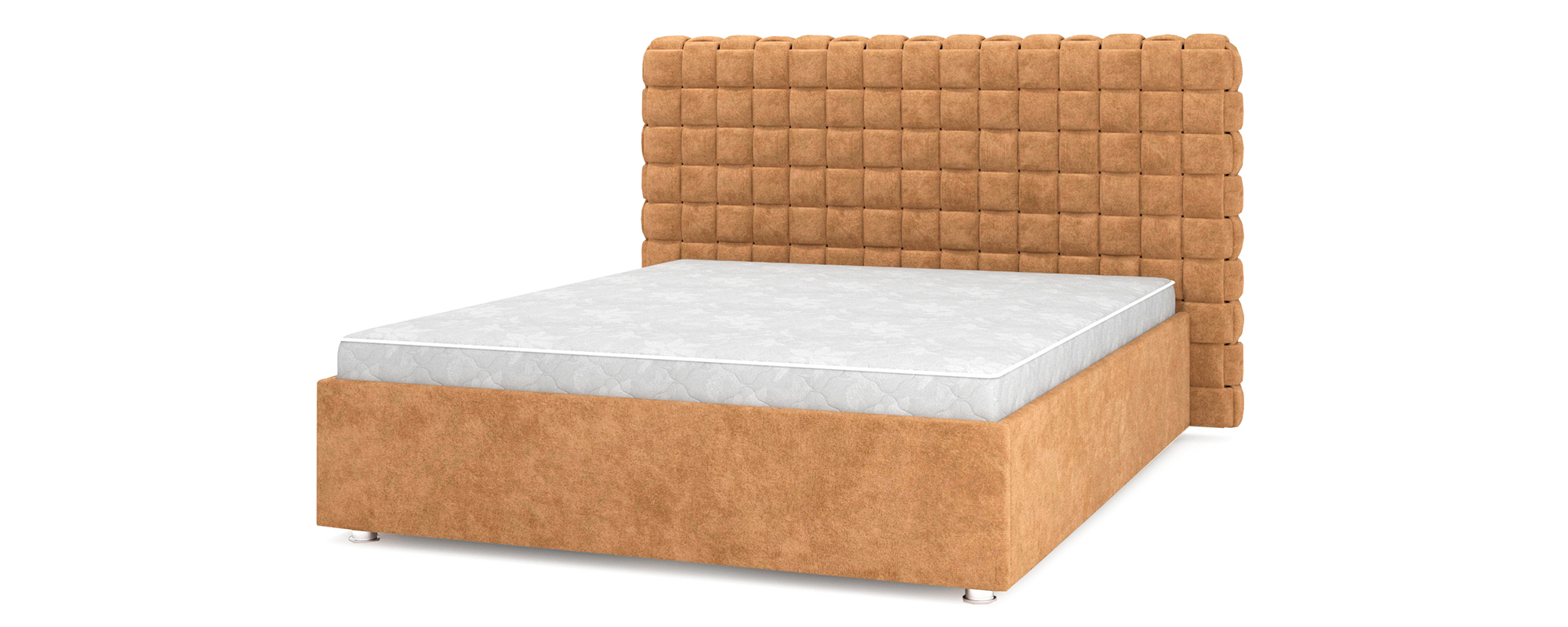 Кровать двуспальная Sofyno Квадро люкс с матрасом 180х200 карамель