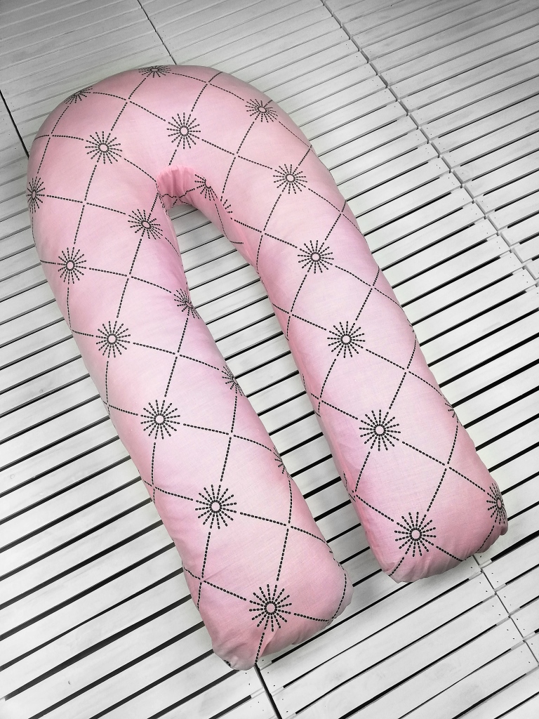 U-образная подушка подкова обнимашка для беременных Esen Розовый ромб XL 120x60 см (107 040 XL)