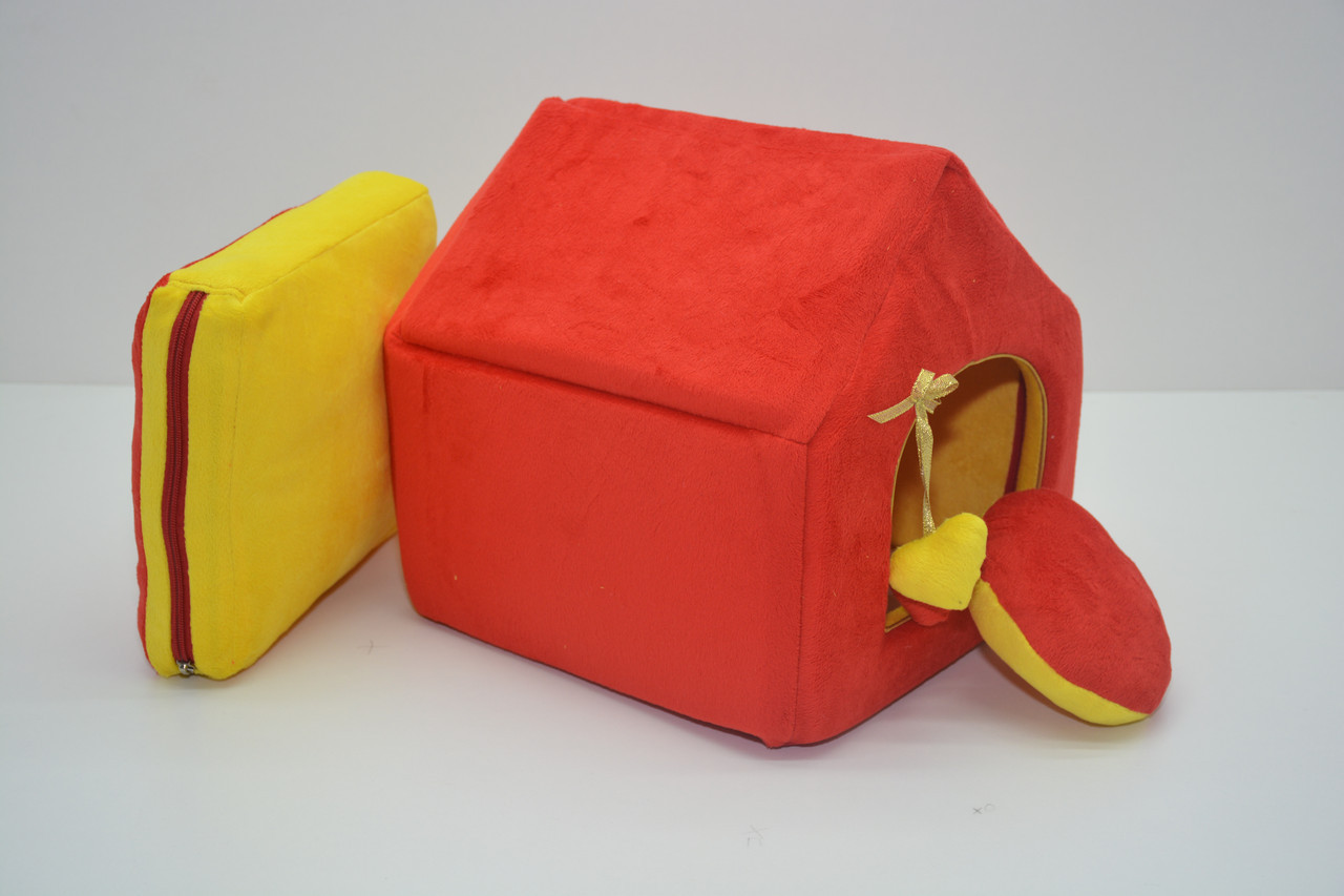 Домик для котов и собак Плюш красный Собаки, №1 300х330х330 Собственное производство (М1811-кр)