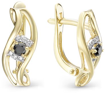 Серьги с 14 бриллиантами из жёлтого золота (арт. 68527-2162974)