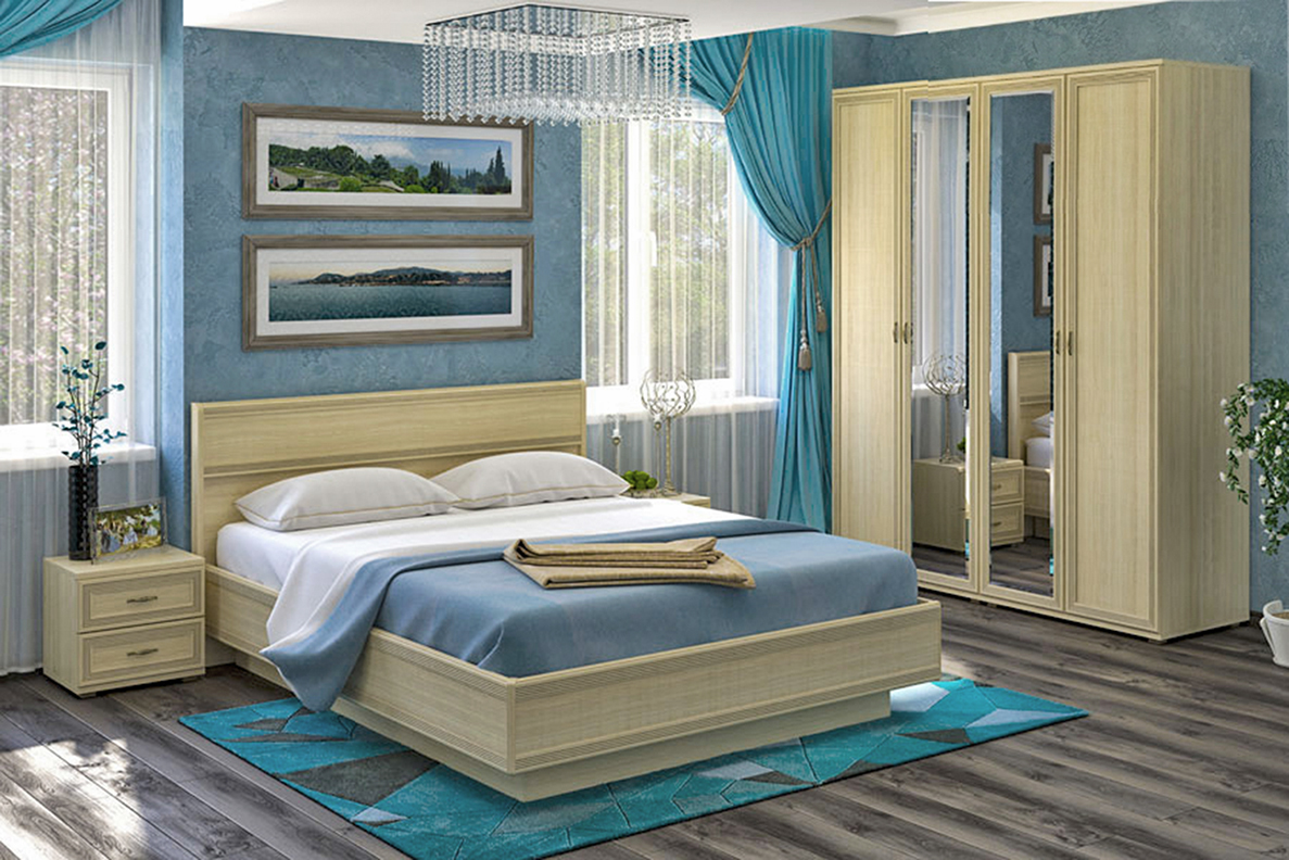Спальня комплект Лером Карина из МДФ 180*200 см Ясень Асахи (ler-1007)