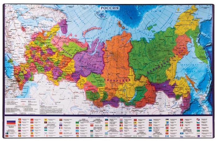 Brauberg Коврик-подкладка настольный для письма с Картой России 59х38 см
