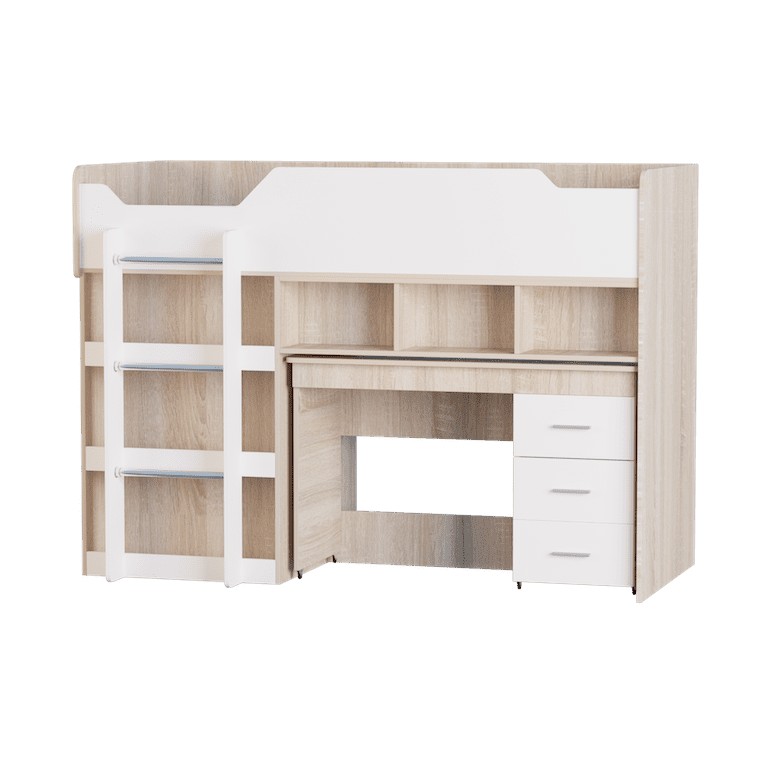 Кровать чердак Эверест Микс 80 х 190 см Дуб сонома белый