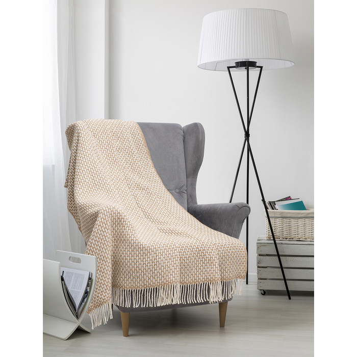 Плед Vladi Рогожка бело-бежевый 200*220