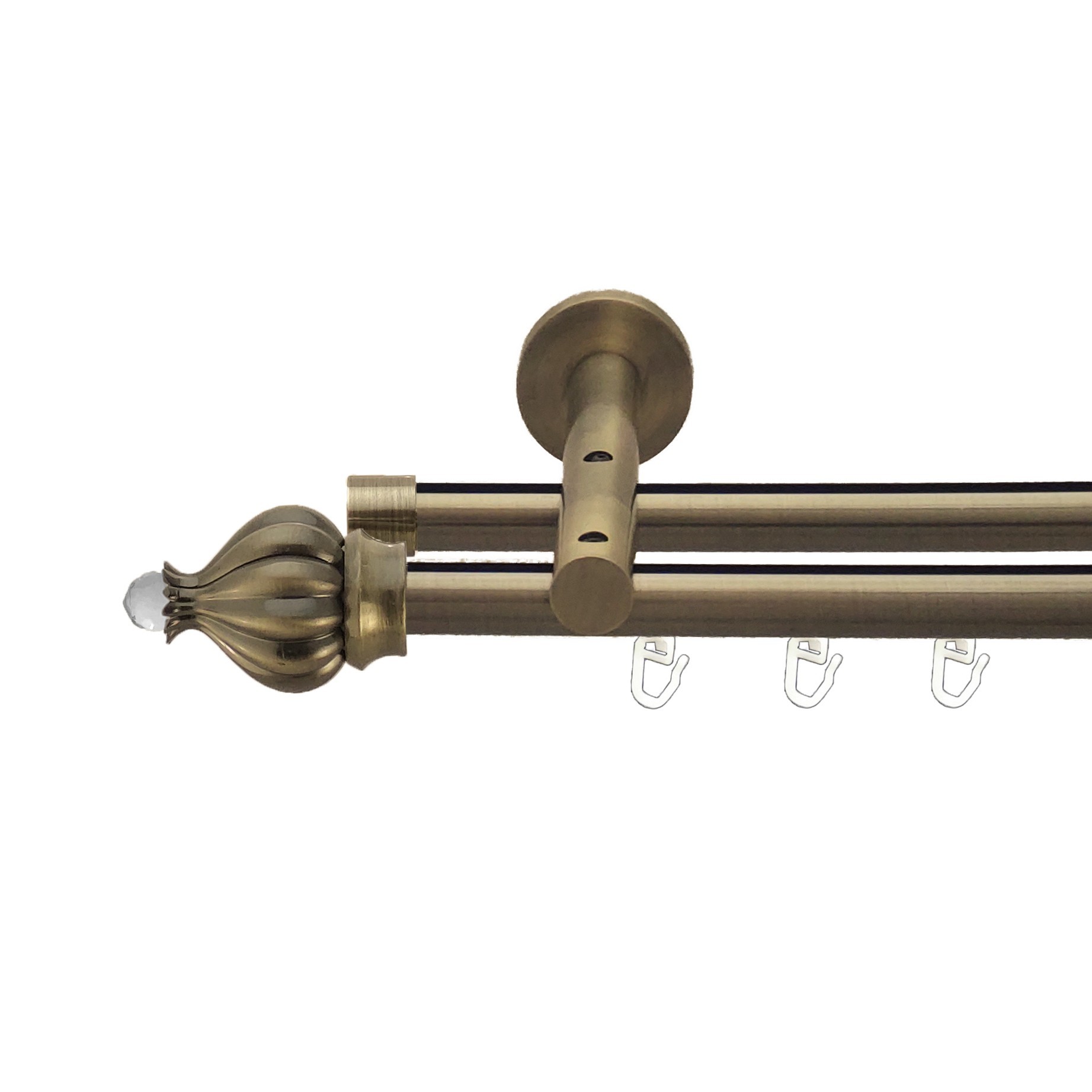 Карниз для штор Orvit Таджа-кристал металевий дворядний реверс профіль Антик 19\19 мм 240 см