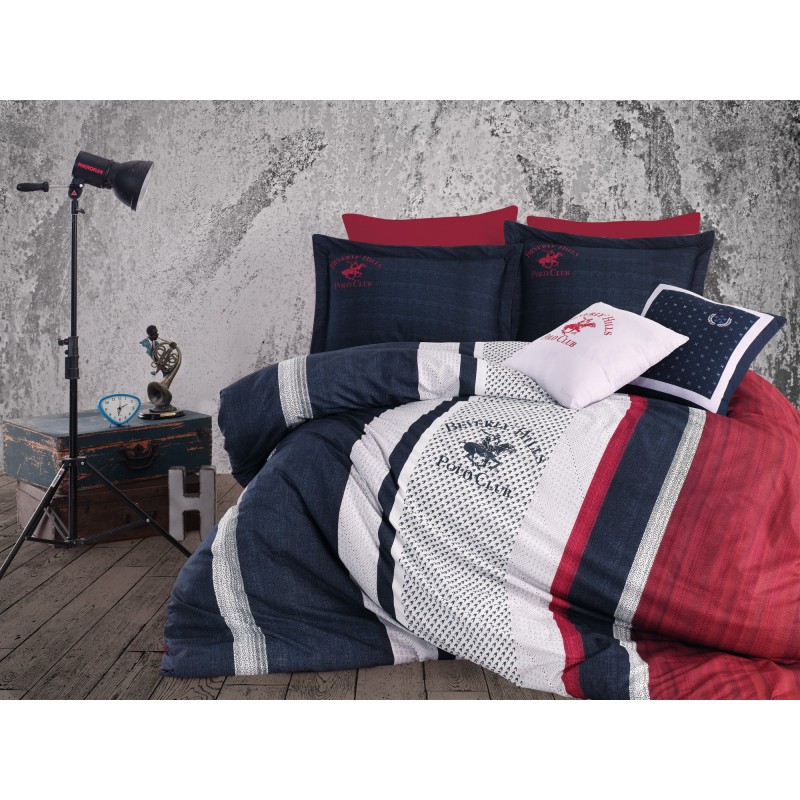 Постельное белье Beverly Hills Polo Club ранфорс - BHPC 023 Dark Blue евро
