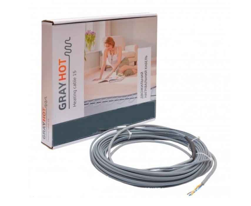 Тонкий кабель под плитку GrayHot 15 0.6 м.кв - 92 Вт - 6м