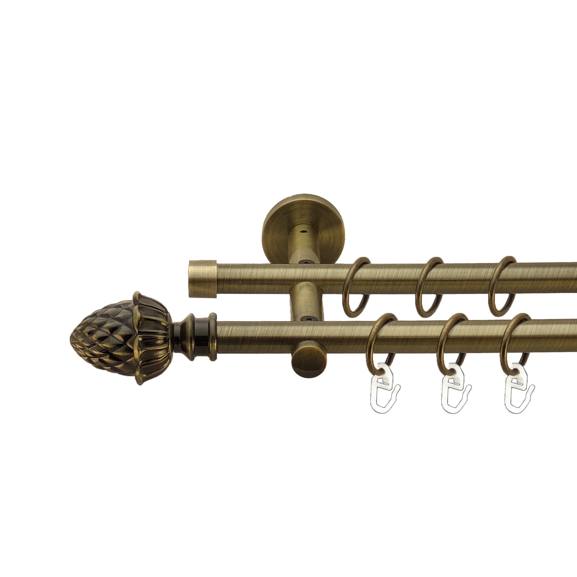 Карниз Orvit Цинара металевий дворядний циліндр Антик 16\16 мм 200 см