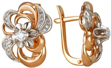 Серьги Цветы с 32 бриллиантами из красного золота (арт. 96476-2160208)