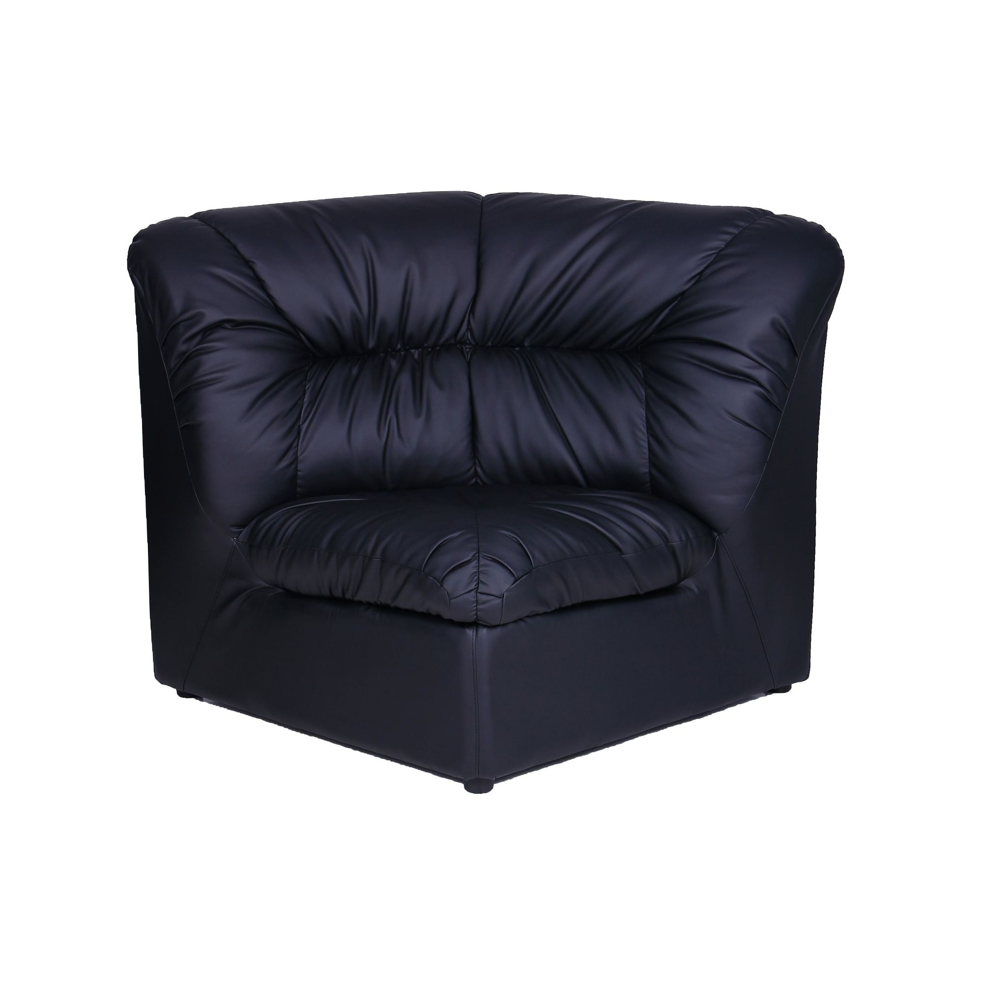 Диван угловой модуль в гостиную, в офис Визит кожзаменитель Неаполь N-20 темно-синий AMF