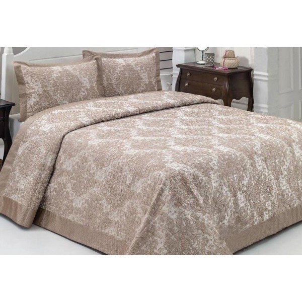 Жаккардовое покрывало ISSI home Cordenya 250х270см с 2 наволочками 50х70см, бежевое