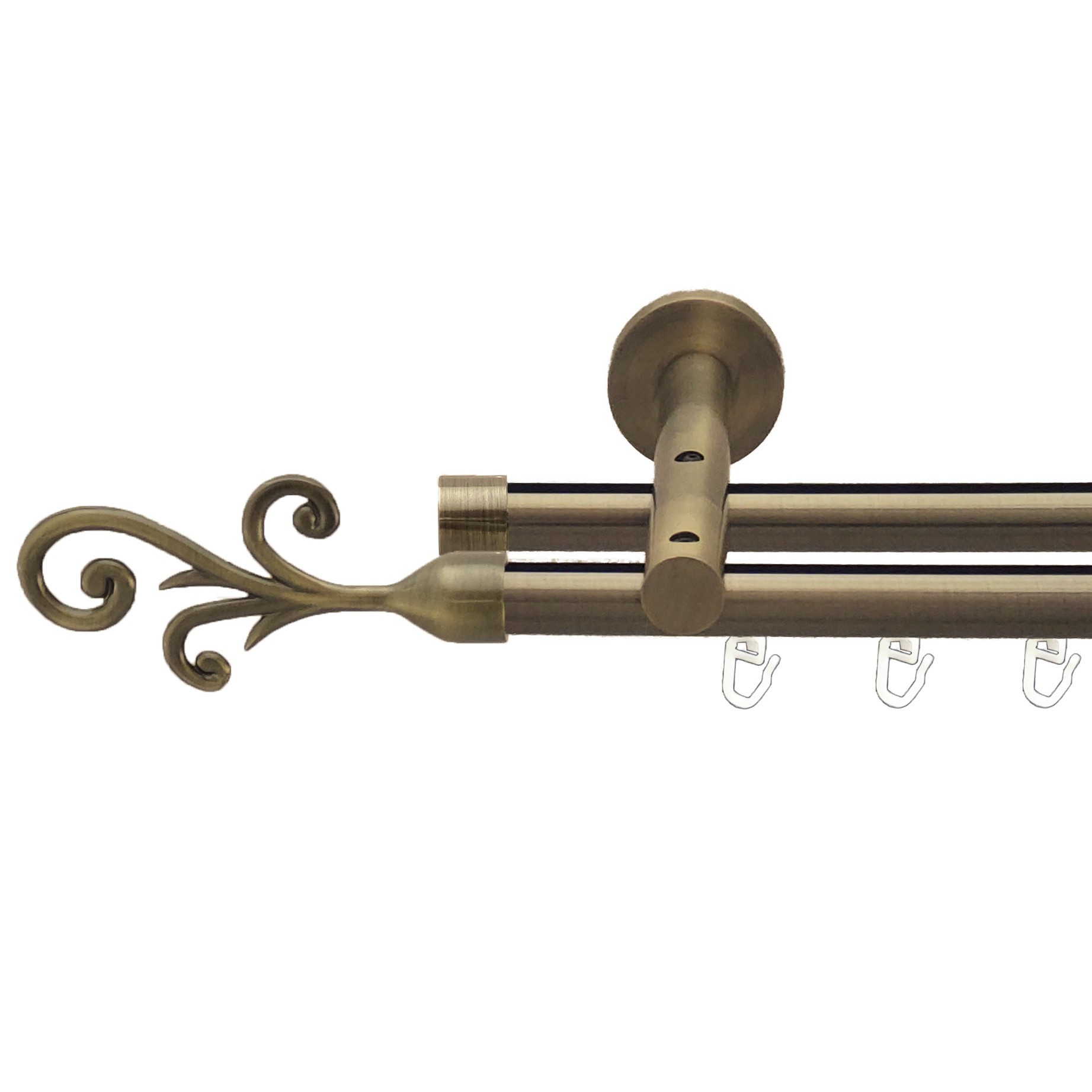 Карниз для штор Orvit Фала металевий дворядний реверс профіль Антик 19\19 мм 400 см