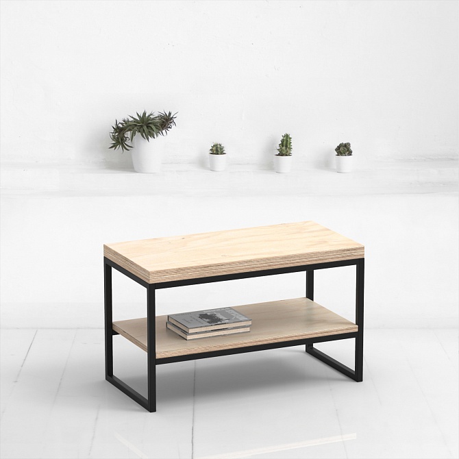 Банкетка в стиле Лофт М2 Дуб Молочный L 40х120х45 см