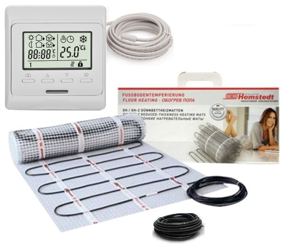 Теплый пол Hemstedt HEMSTEDT COMFORT DI SI H двухжильный мат 750 ВТ 5 м² в комплекте с программируемым терморегулятором и датчиком температуры пола