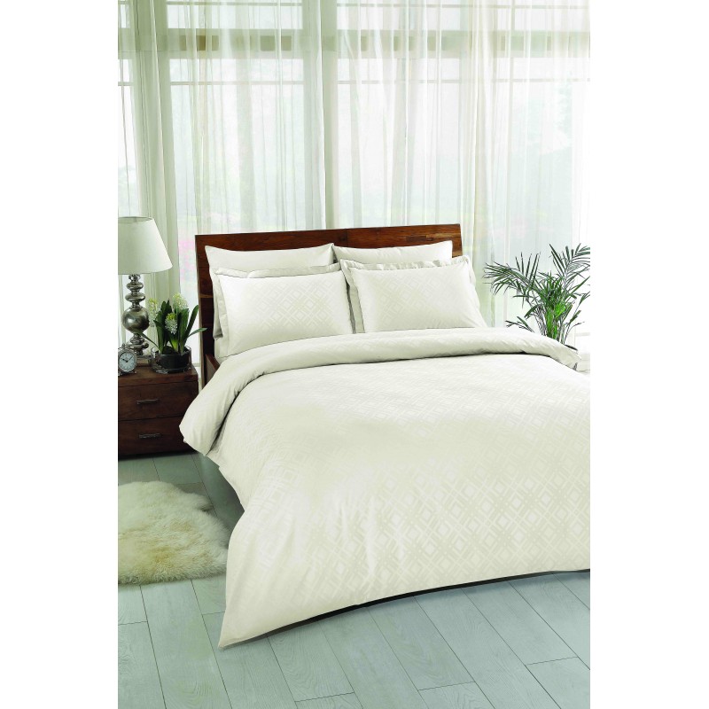 Постельное белье Tac жаккард - Vision krem кремовый евро