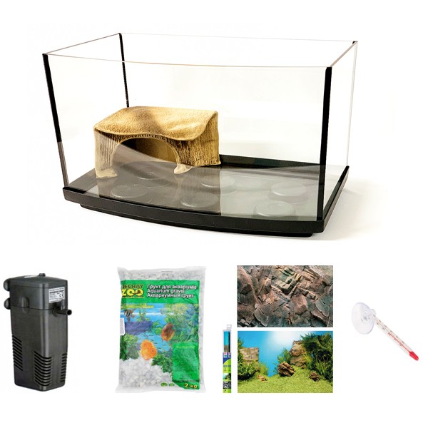 Аквариумный набор для черепах ЭКО 54 л овал 600-300-300 мм, 5 мм