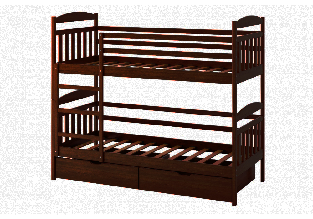 Кровать двухъярусная Camelia Алтея из массива сосны 80х190 цвет темный орех