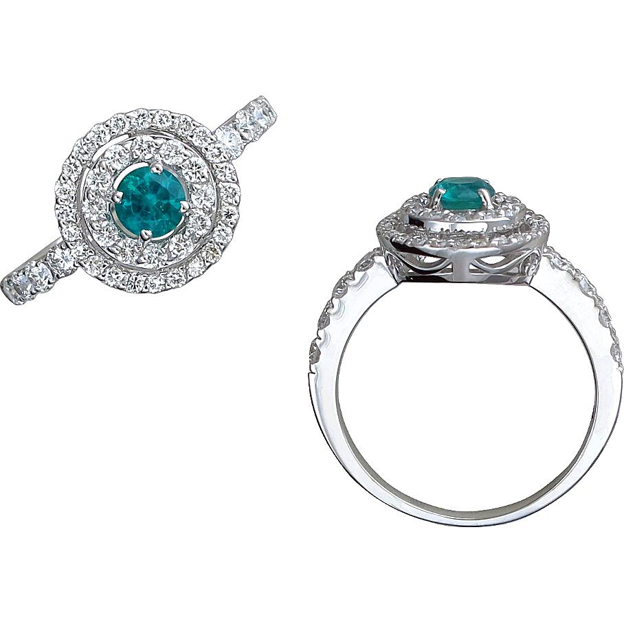 Кольцо с бриллиантами и изумрудом из белого золота (арт. 56512-822639)