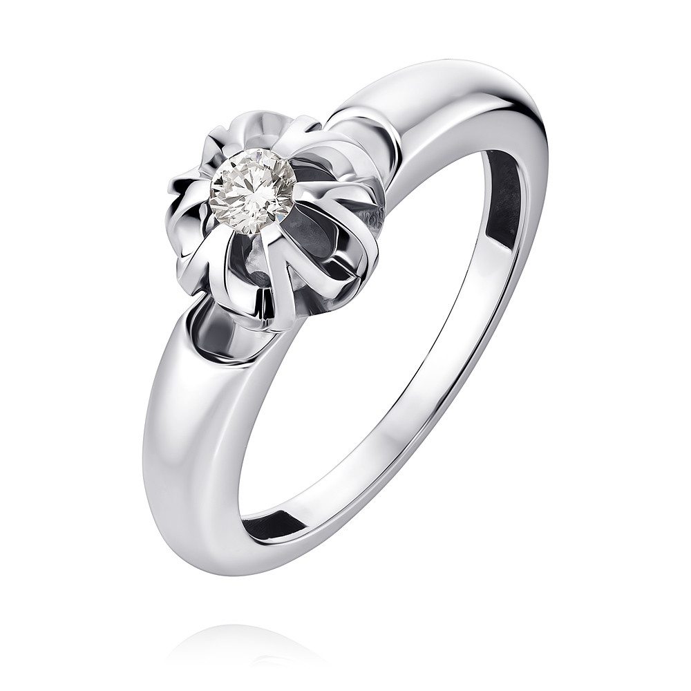 Кольцо из белого золота 585 пробы с бриллиантом