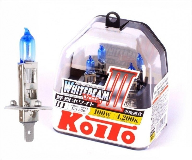 Лампа галогенная KOITO H1 Whitebeam 4200K 12V 55W, комплект 2шт, P0751W