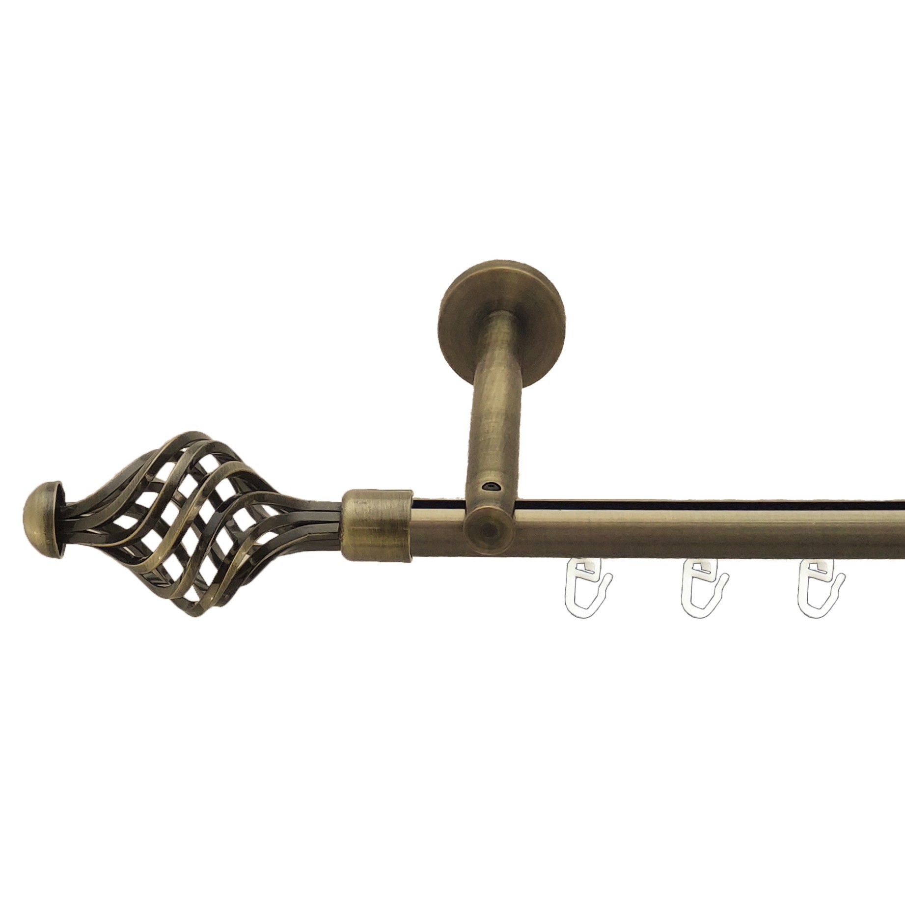 Карниз для штор Orvit Арезо металевий однорядний циліндр профіль Антик 19 мм 200 см