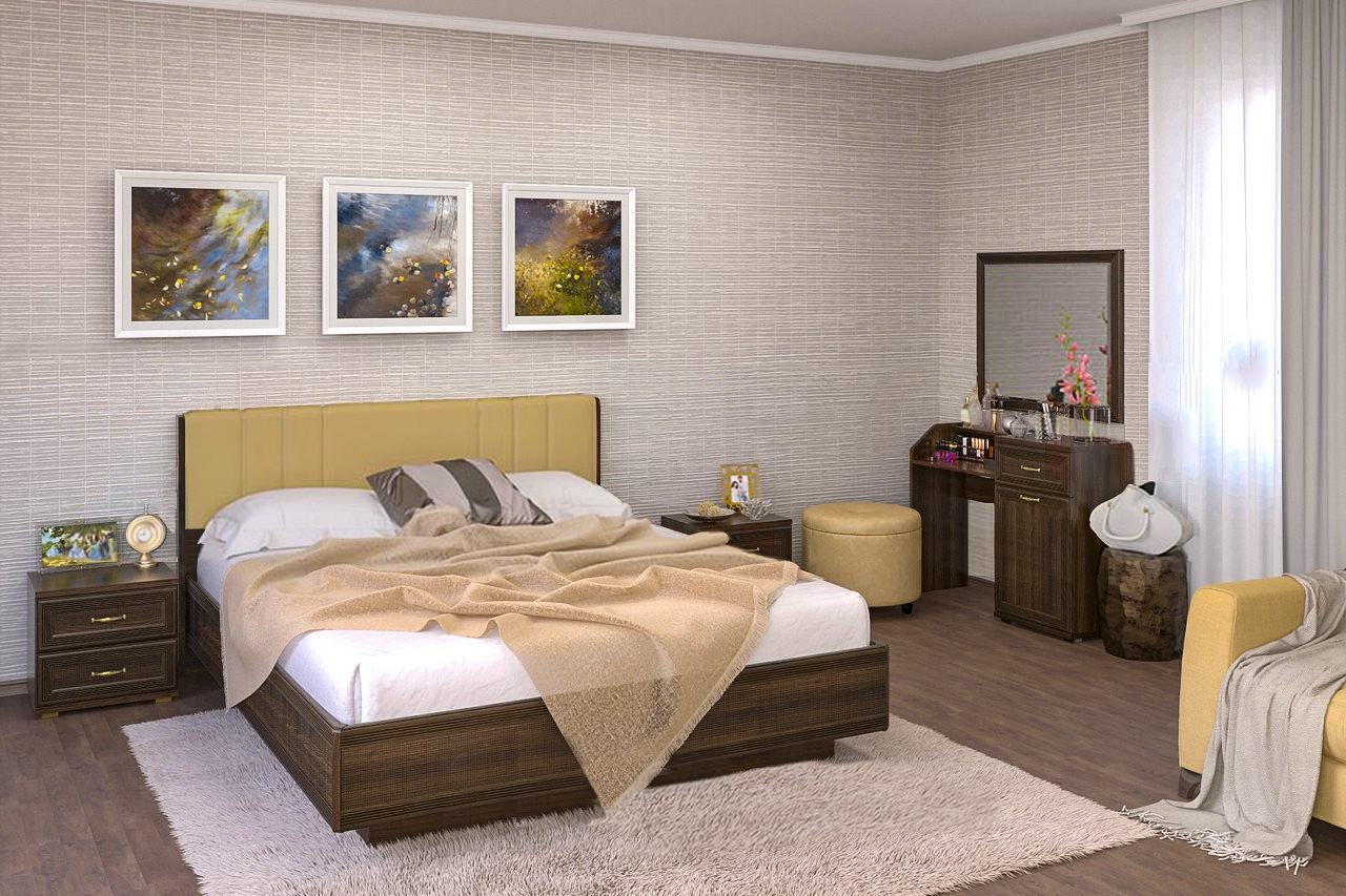 Спальня комплект Лером Карина из МДФ 160*200 см Акация Молдау (ler-1068)