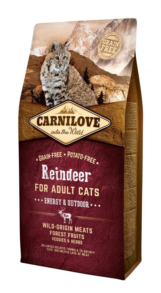 Сухой корм Carnilove Cat Reindeer Energy& Outdoor для взрослых активных кошек 6 кг