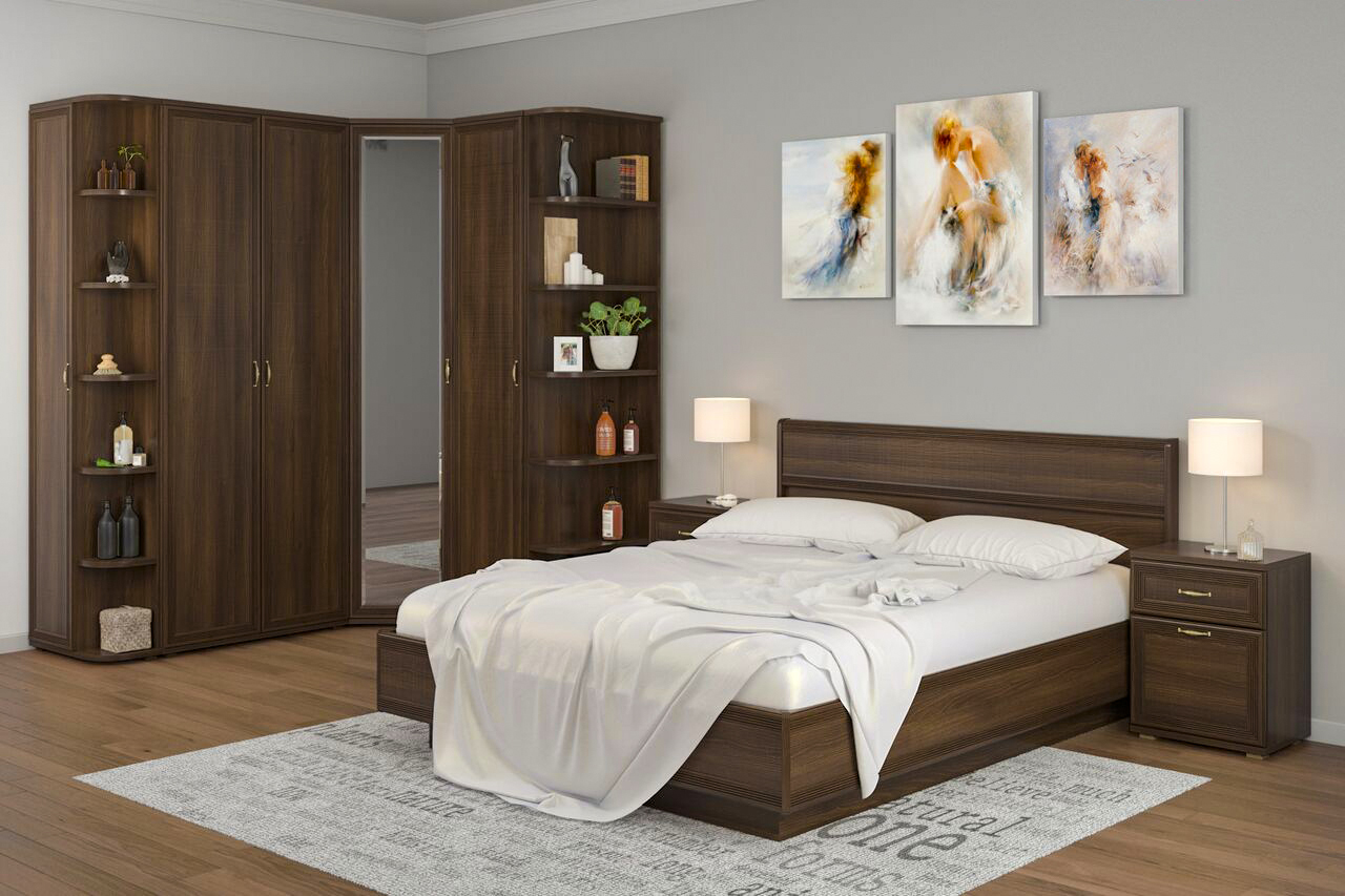 Спальня комплект Лером Карина из МДФ 160*200 см Акация Молдау (ler-1077)