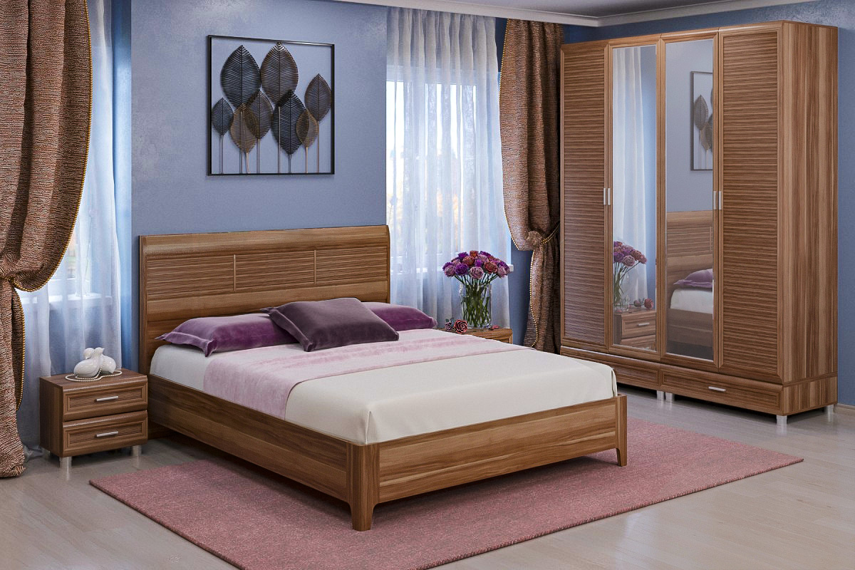 Спальня комплект Лером Мелисса из МДФ 180*200 см Слива Валлис (ler-1329)