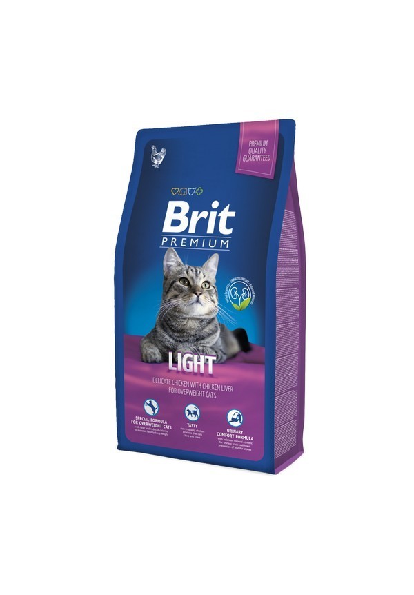 Сухой корм Brit Premium Cat Light для кошек с избыточным весом курица с соусом из куриной печени 8 кг