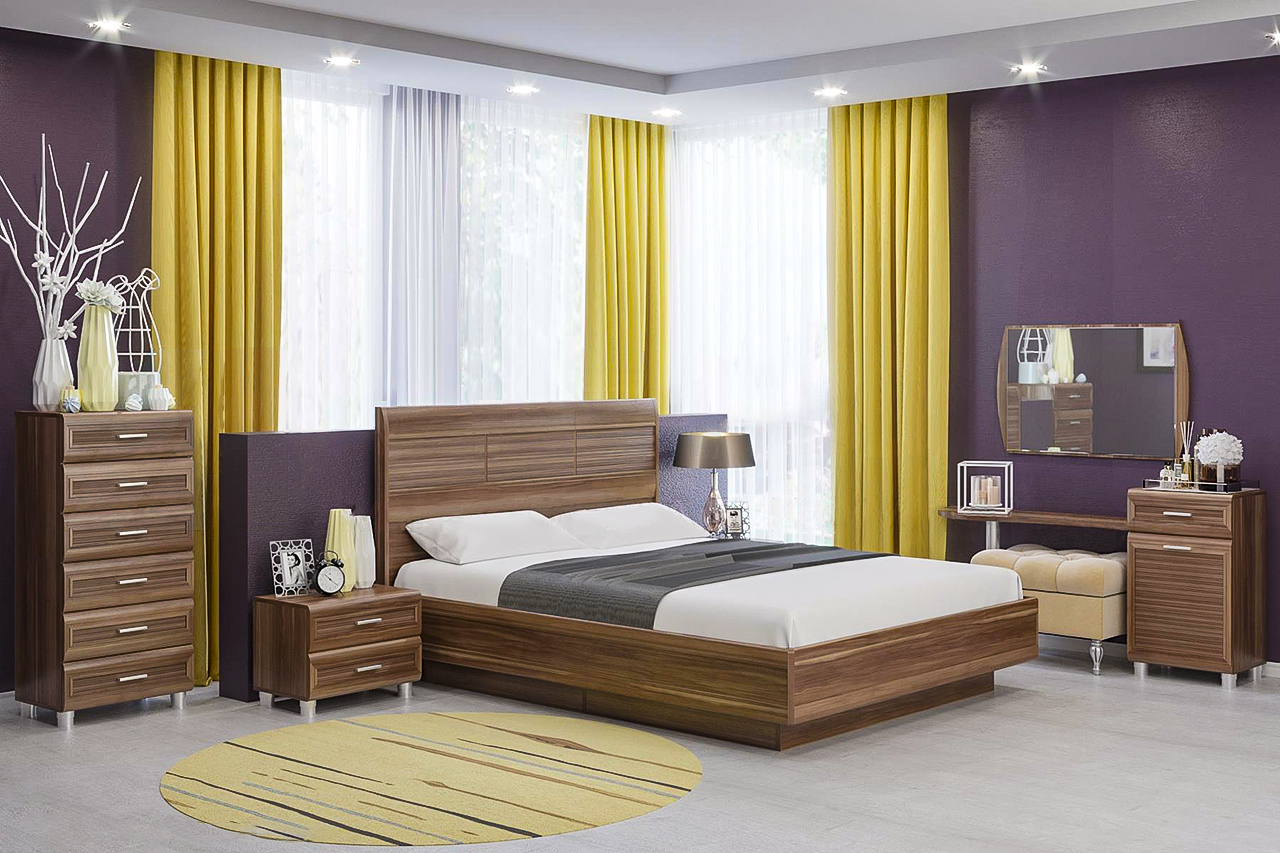 Спальня комплект Лером Мелисса из МДФ 160*200 см Слива Валлис (ler-1344)