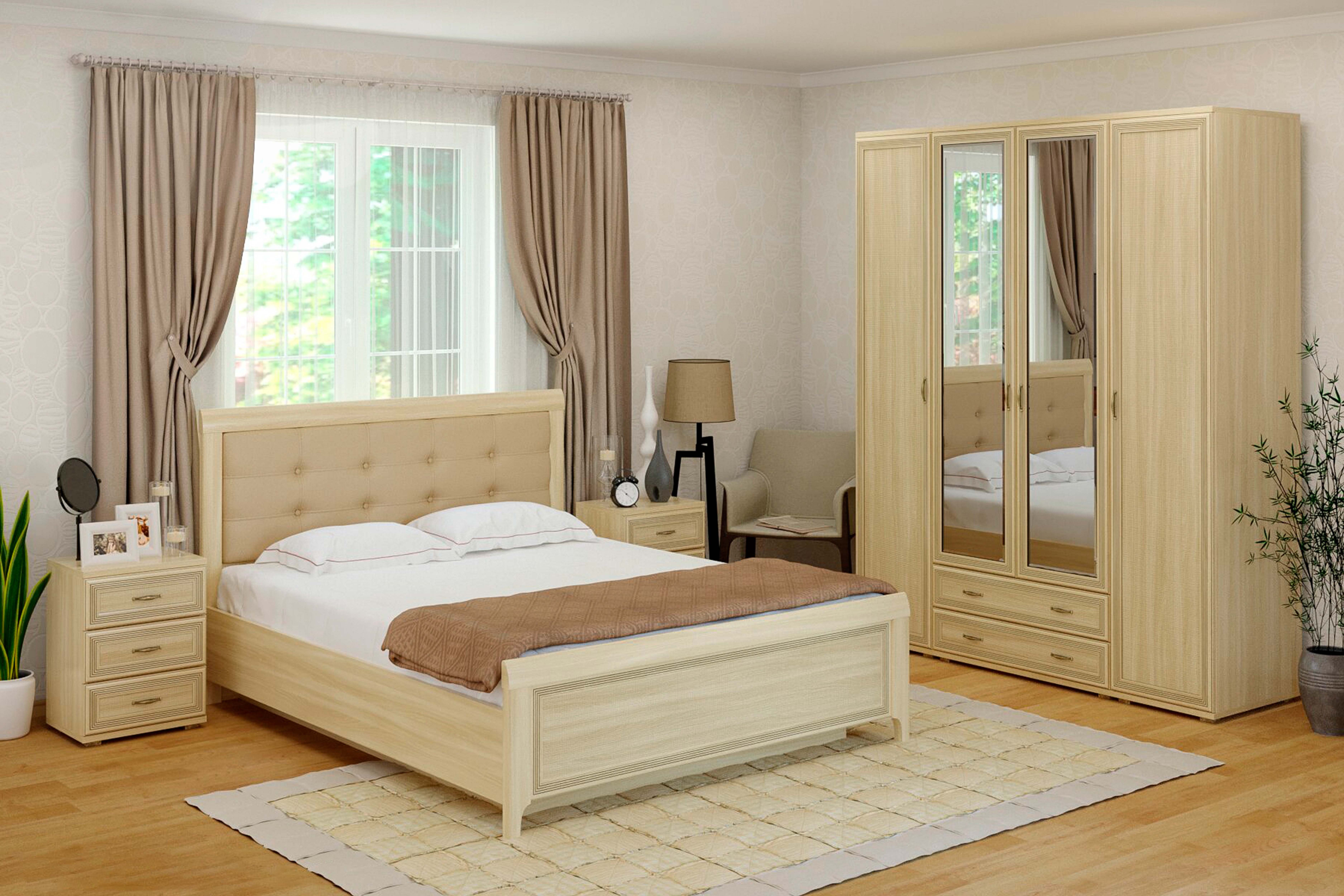 Спальня комплект Лером Карина из МДФ 160*200 см Ясень Асахи (ler-1039)