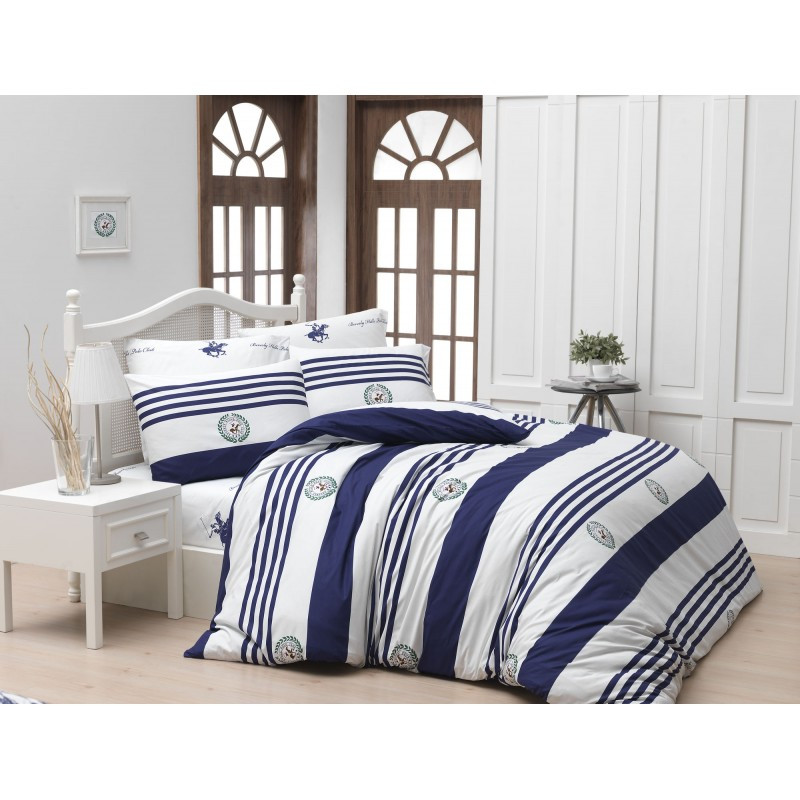 Постельное белье Beverly Hills Polo Club ранфорс - BHPC 003 Dark Blue евро ()